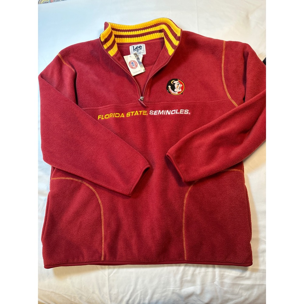 Lee Sport Florida State Seminoles FSU Fleece Quarter Zip Pullover Red Mens L NWT